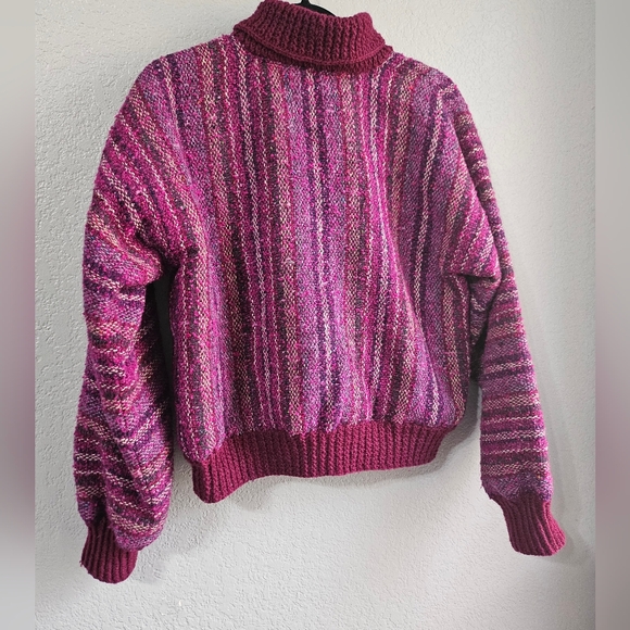 Vintage Handwoven Chunky Knit Sweater Pink Purple Oversized - Picture 3 of 5
